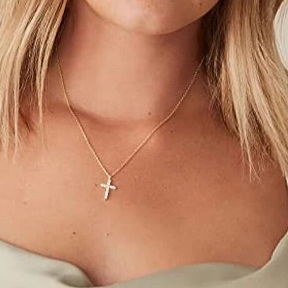 New Silver Plated CZ Cross Necklace Choose Color - Picture 7 of 10